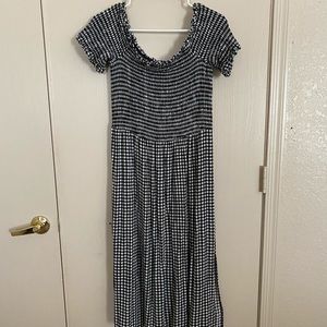 Black & white buffalo check midi dress